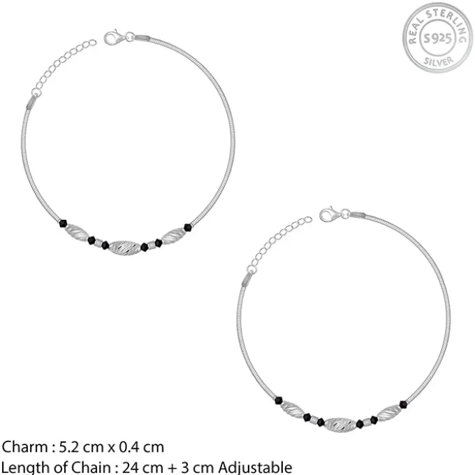 Silver Chrome Beaded Anklet