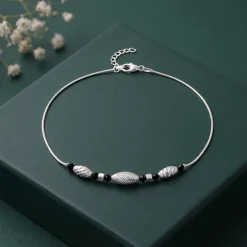 Silver Chrome Beaded Anklet