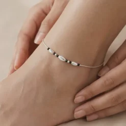 Silver Chrome Beaded Anklet