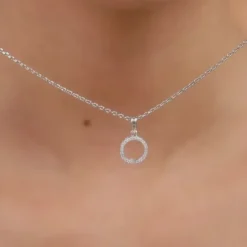 Silver Circle of Joy Pendant With Link Chain