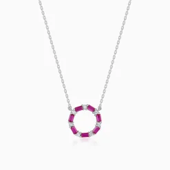 Silver Circle of Pink Necklace