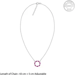 Silver Circle of Pink Necklace