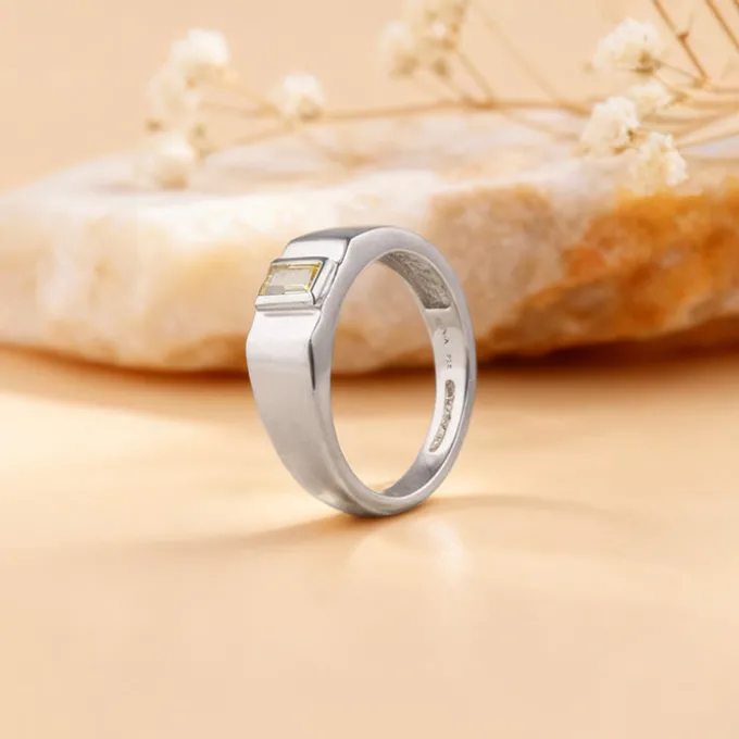 Silver Citrine Blaze Ring For Him