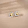 Silver Citrine Drop Studs