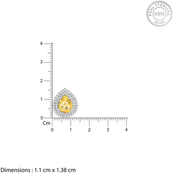 Silver Citrine Drop Studs