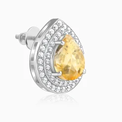 Silver Citrine Drop Studs