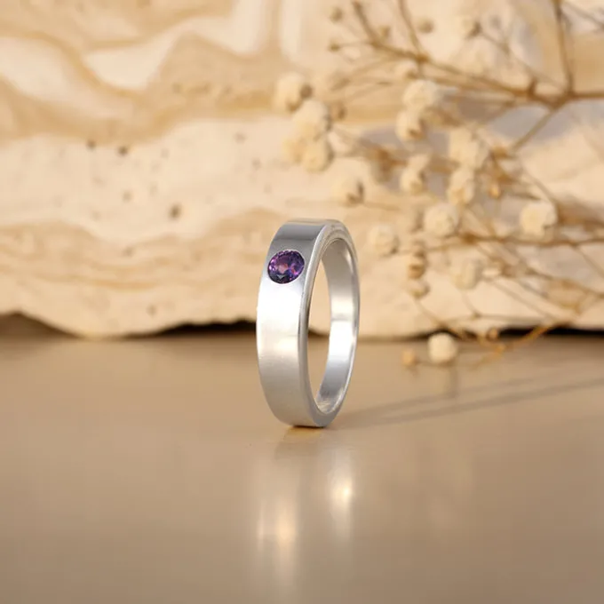 Silver Classic Amethyst Ring For Him