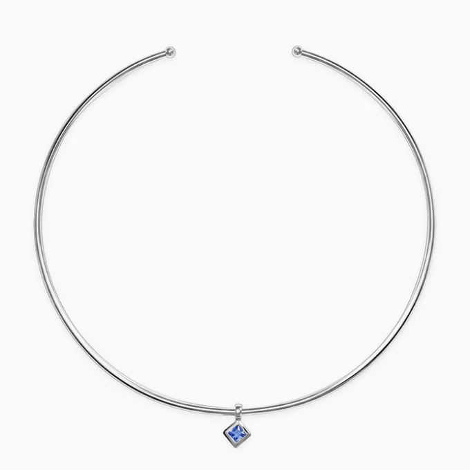Silver Classic Blue Solitaire Hasli Necklace