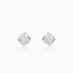 Silver Classic Cut Square Earrings