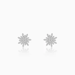 Silver Classic Flower Romance Earrings