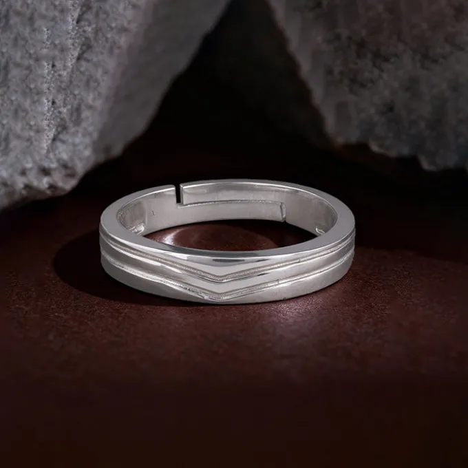Silver Classic Minimal Ring For Him