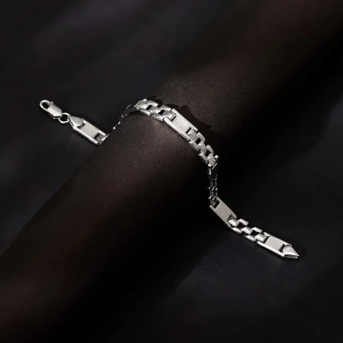 Silver Classic Rectangle Bracelet For Him