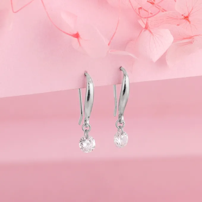 Silver Classic Shiny Drop Earrings