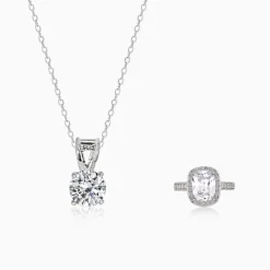 Silver Classic Solitaire Pendant & Ring Set