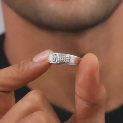 Silver Classic Stud Ring For Him
