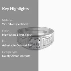 Silver Classic Stud Ring For Him