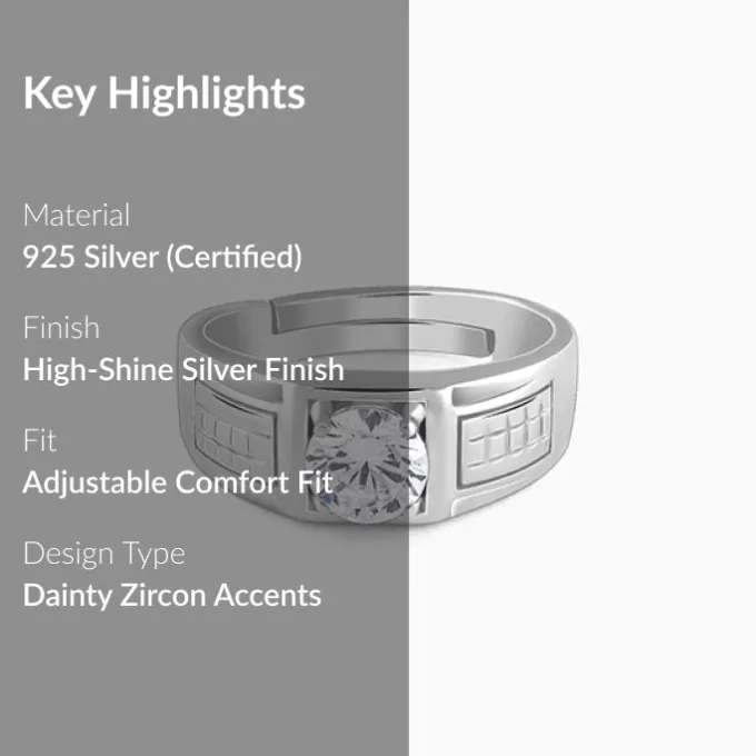 Silver Classic Stud Ring For Him