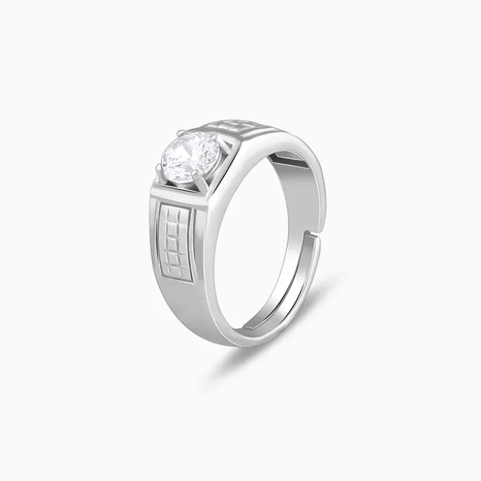 Silver Classic Stud Ring For Him