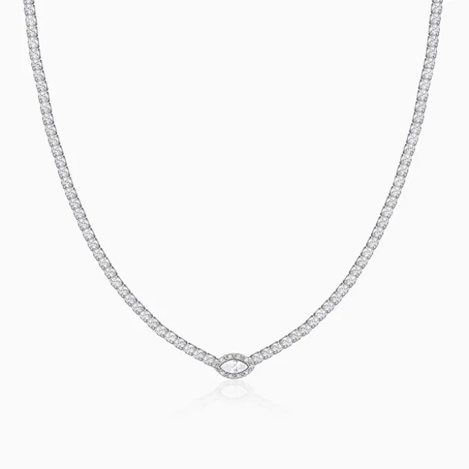 Silver Classic Tennis Necklace