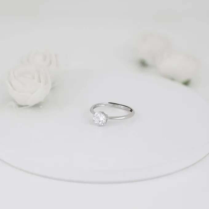 Silver Classic Vintage Solitaire Pendant & Ring Set