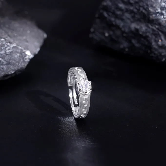 Silver Classic Zircon Ring For Him