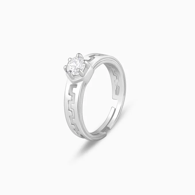 Silver Classic Zircon Ring For Him