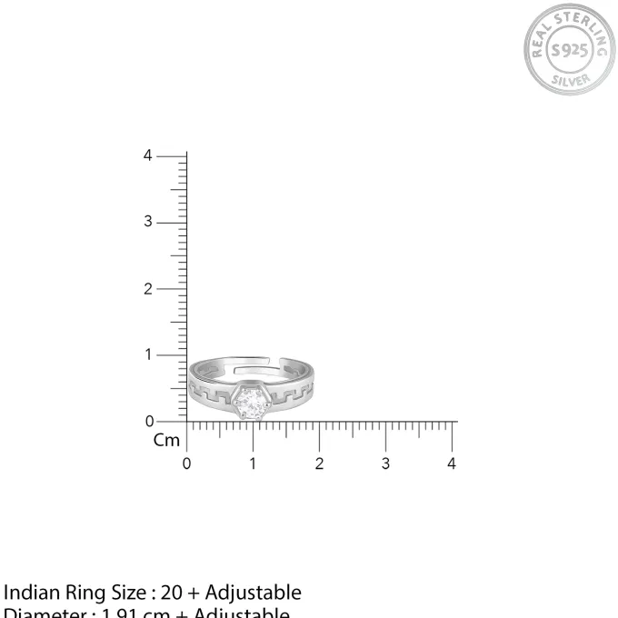 Silver Classic Zircon Ring For Him