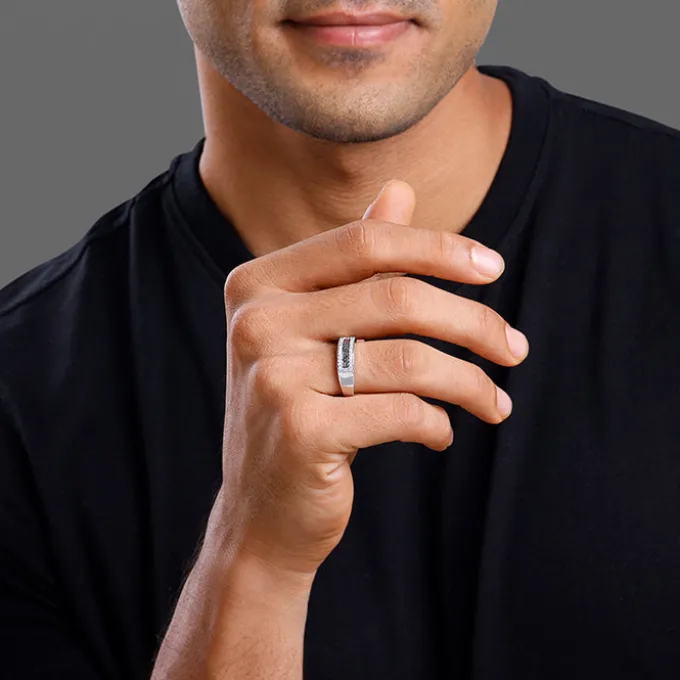 Silver Classy Shimmer Ring For Him