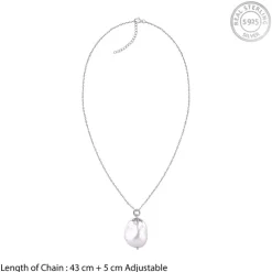Silver Claudette Pearl Pendant with Link Chain