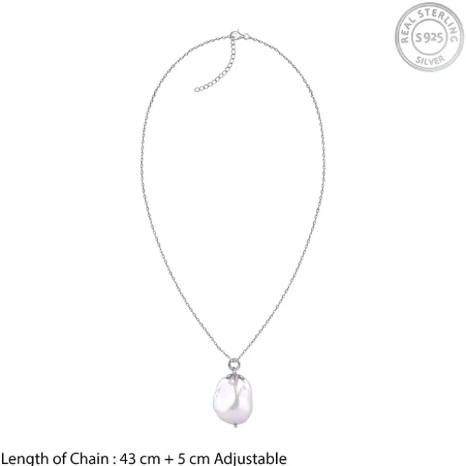 Silver Claudette Pearl Pendant with Link Chain