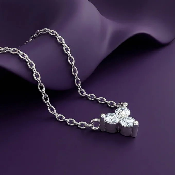 Silver Clover Crystal Necklace