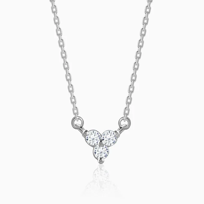 Silver Clover Crystal Necklace
