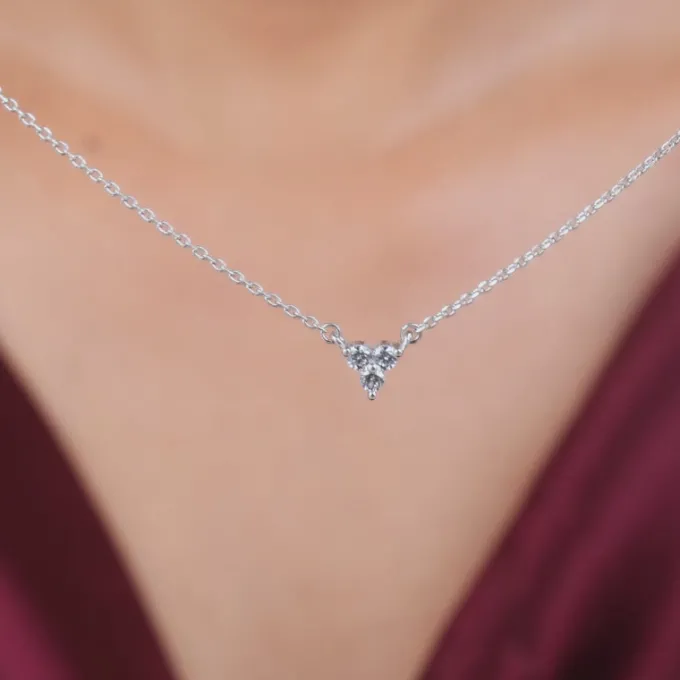 Silver Clover Crystal Necklace
