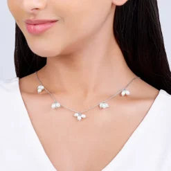Silver Cluster of Pearls Necklace