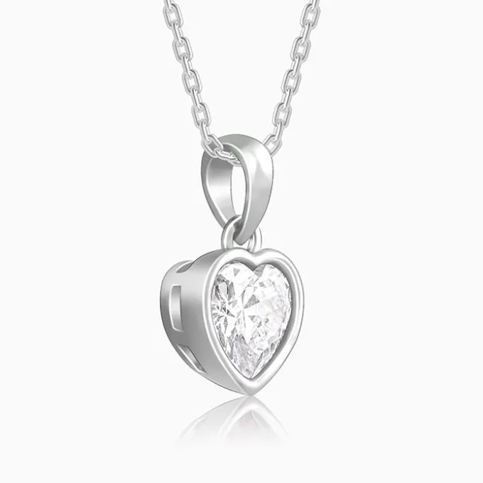 Silver Coeur Pendant with Link Chain