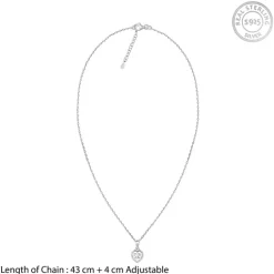 Silver Coeur Pendant with Link Chain