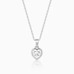 Silver Coeur Pendant with Link Chain