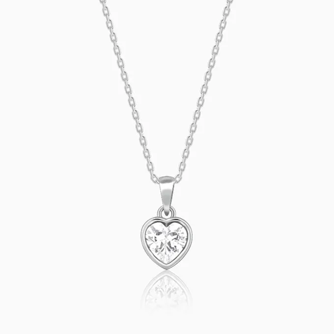 Silver Coeur Pendant with Link Chain