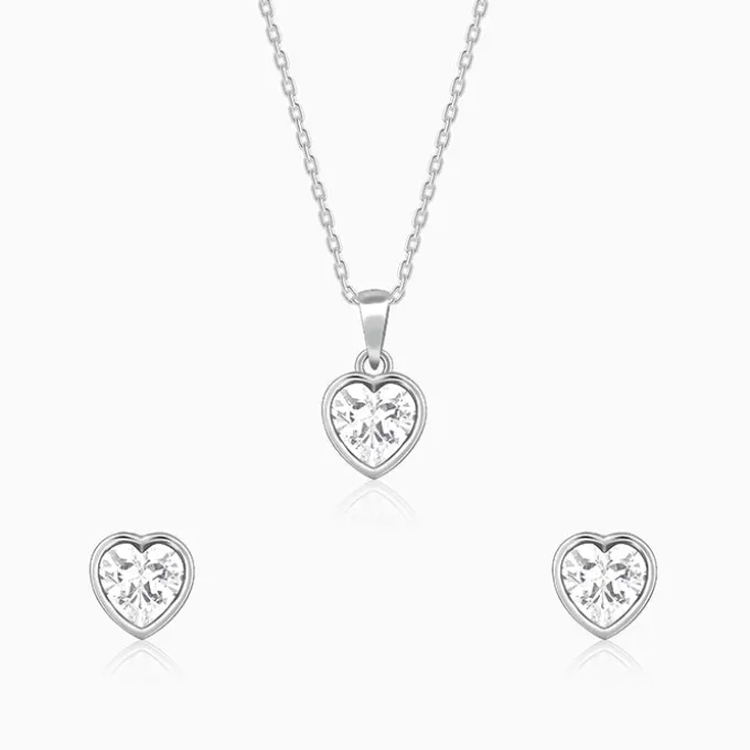 Silver Coeur Set with Link Chain