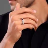 Silver Cog Garnet Ring For Him