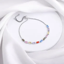 Silver Colourful Square Bracelet