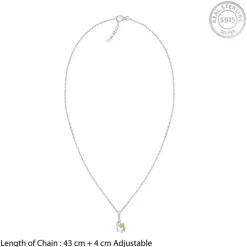 Silver Colourful Unicorn Kids Pendant With Link Chain (7-10 yrs)