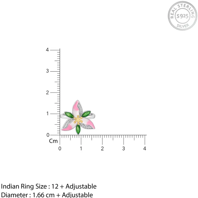 Silver Convertible Pink Trillium Ring