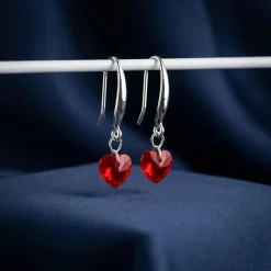 Silver Crimson Love Earrings