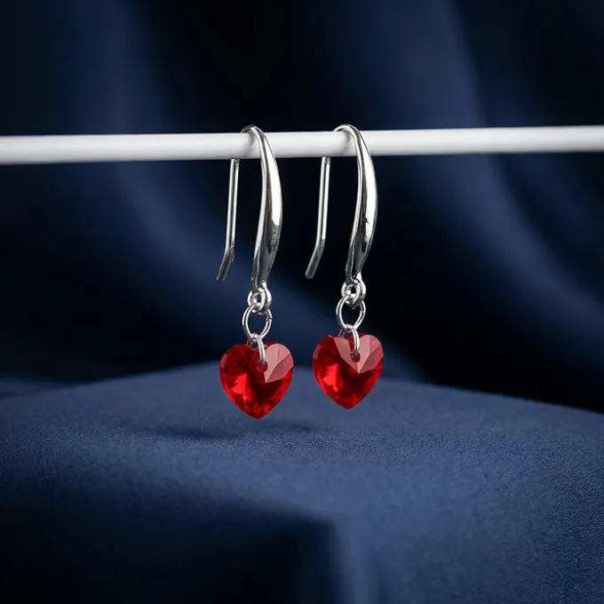 Silver Crimson Love Earrings