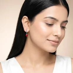 Silver Crimson Love Earrings