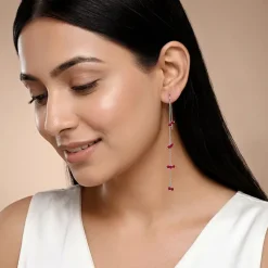 Silver Crimson Sui Dhaga Earrings