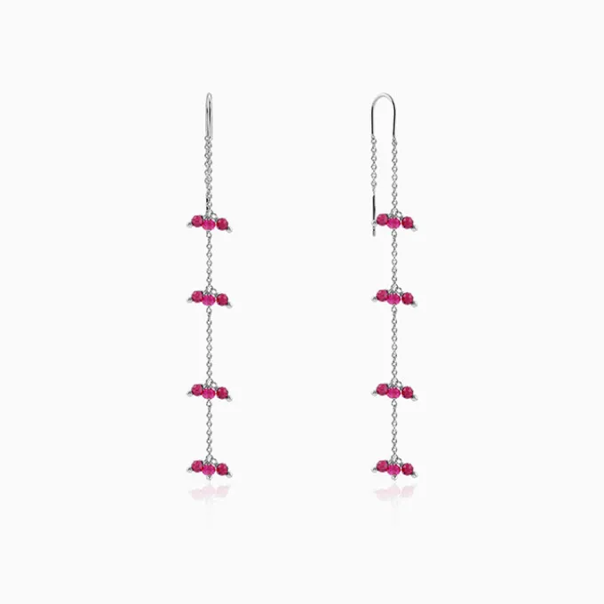 Silver Crimson Sui Dhaga Earrings