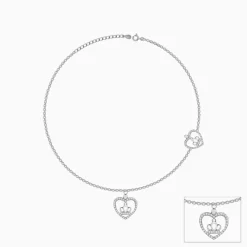 Silver Crown Heart Anklet
