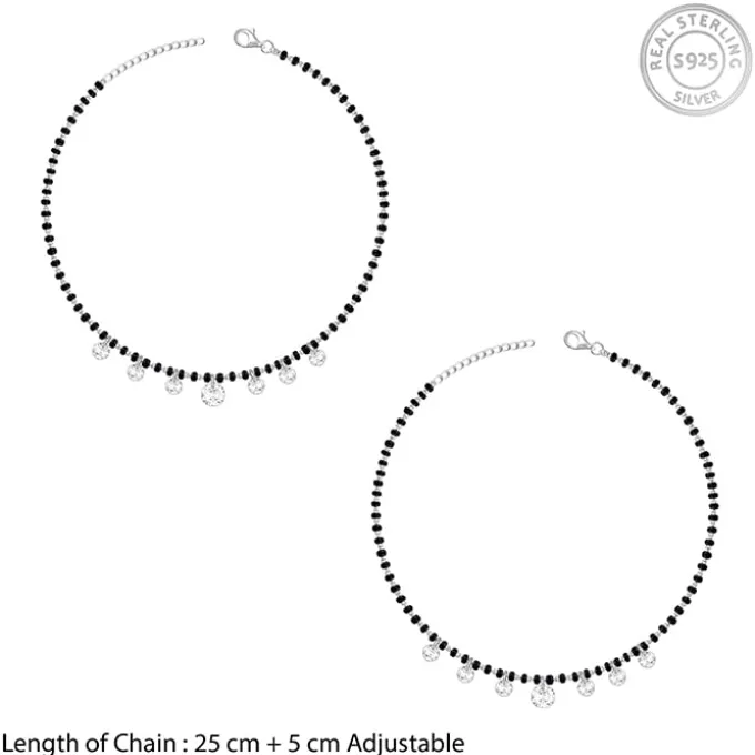 Silver Crystal Charm Anklet